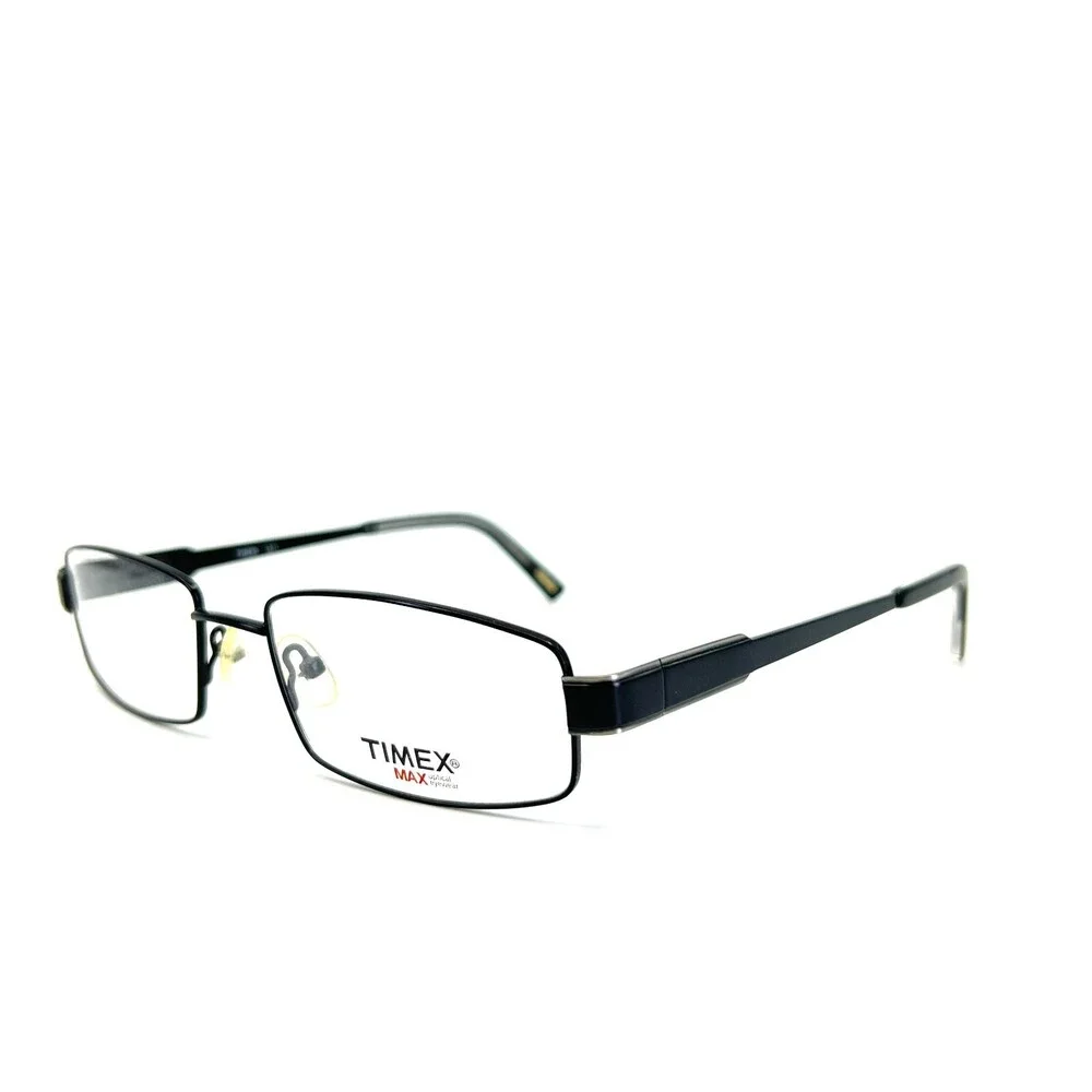 Timex L011 Eyeglasses Men's Black Metal full Rim rectangle Frames 56-18-143 mm